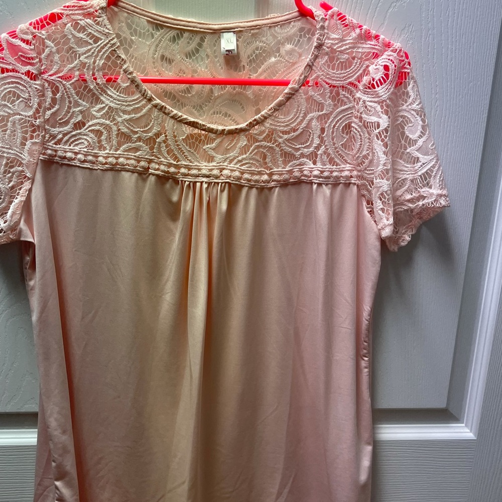 Boutique blouse XLarge shirt short sleeve pink